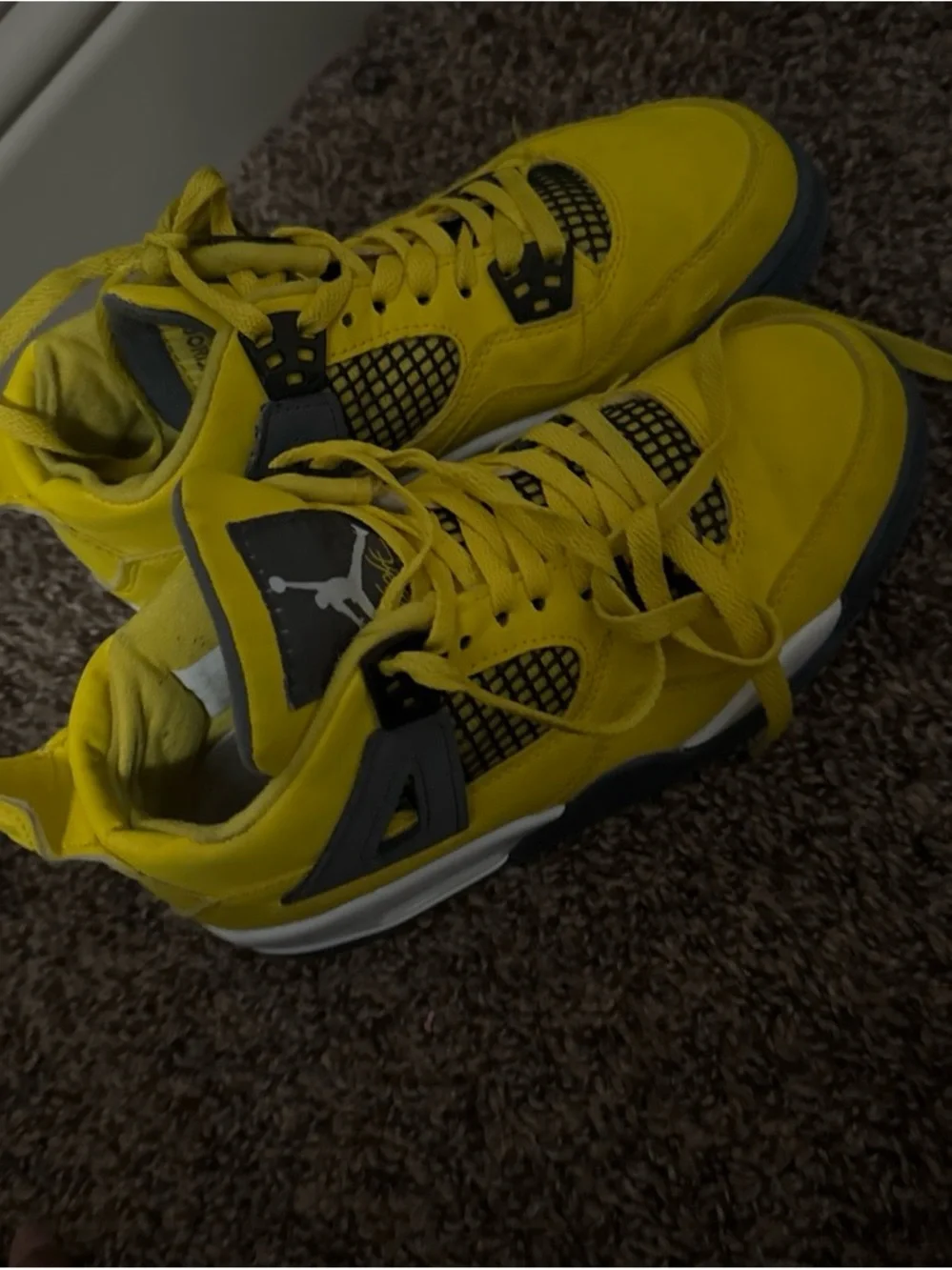 Jordan Yellow and Gray Retro Sneakers
